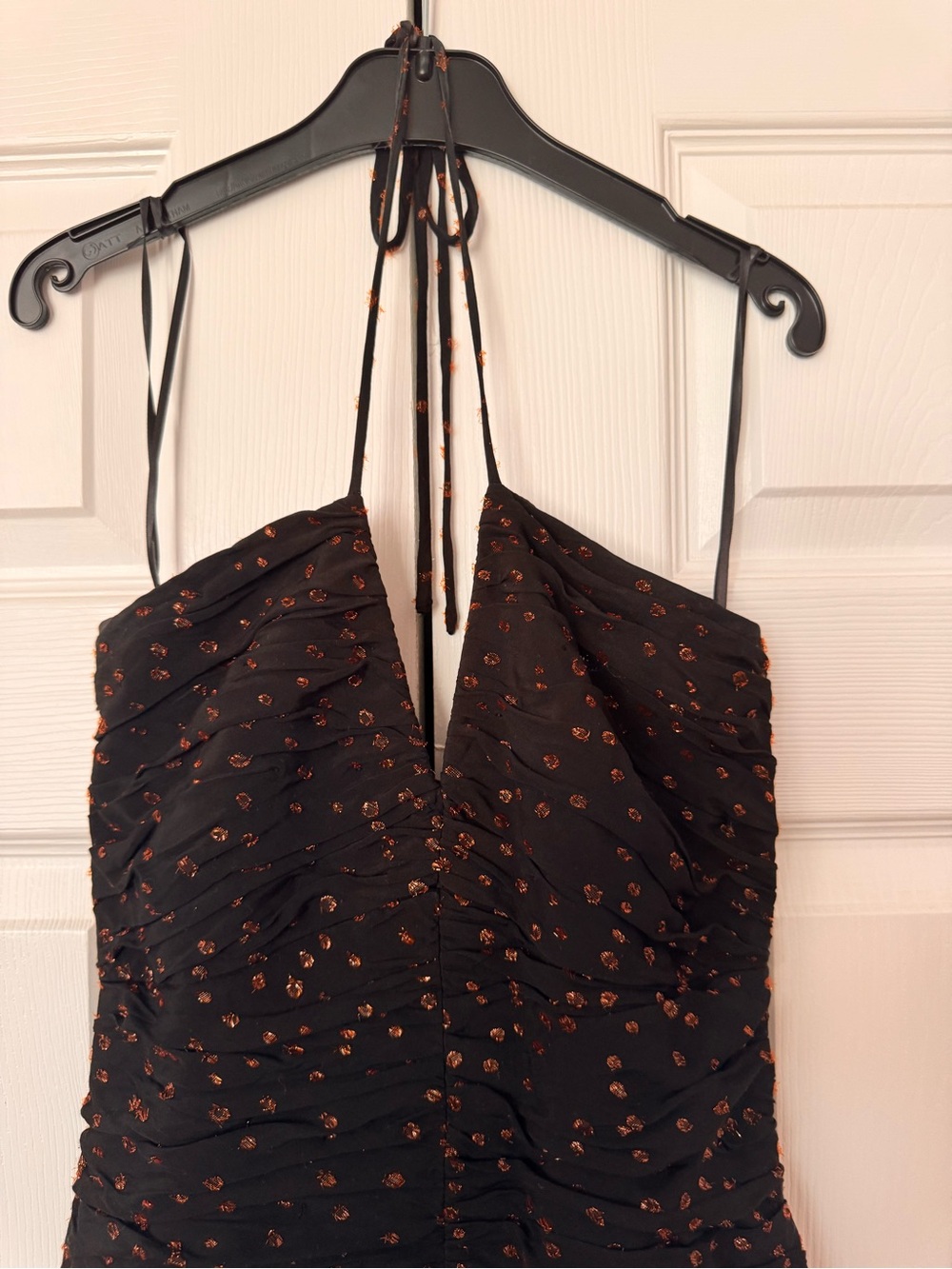 Black Halter Mini Dress with Subtle Sparkly Print